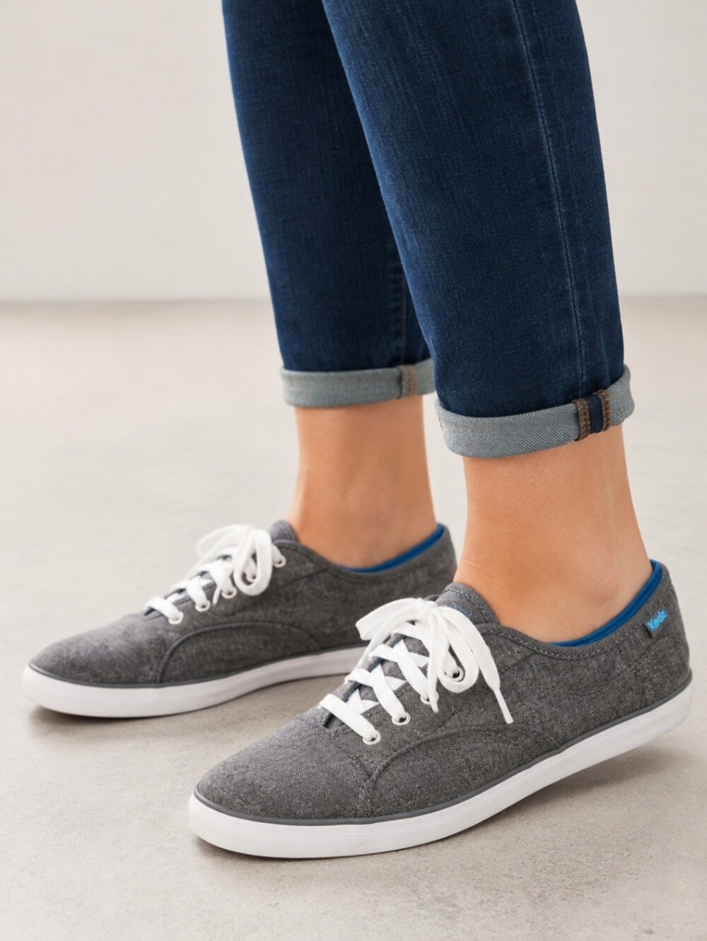 Keds Women's Size 7.5 Gray Heather Jersey Lace Up Low Top Sneakers